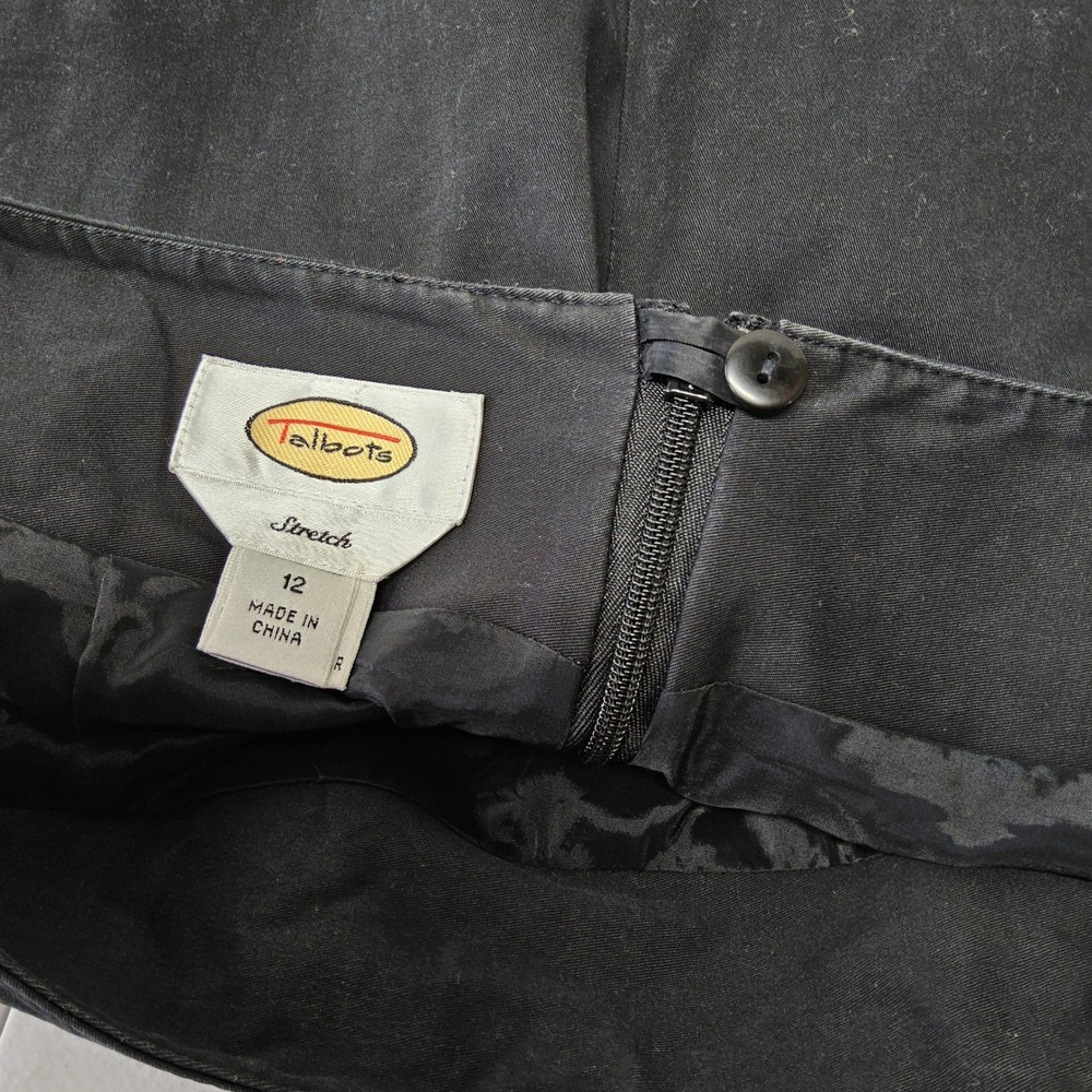 Talbots‎ Pencil Skirt Womens 12 Black Cotton Stretch Knee Length Career Zip - Picture 5 of 7